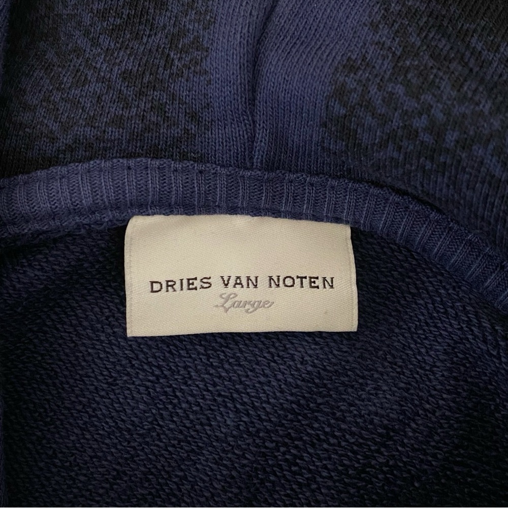 DRIES VAN NOTEN blue black checker print crystal rhinestone hoodie sweatshirt - Picture 8 of 9